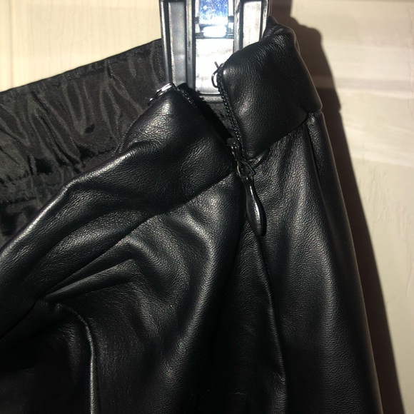 Black faux leather skirt; nice and soft with side zipper; hook and eye closure - Picture 7 of 7